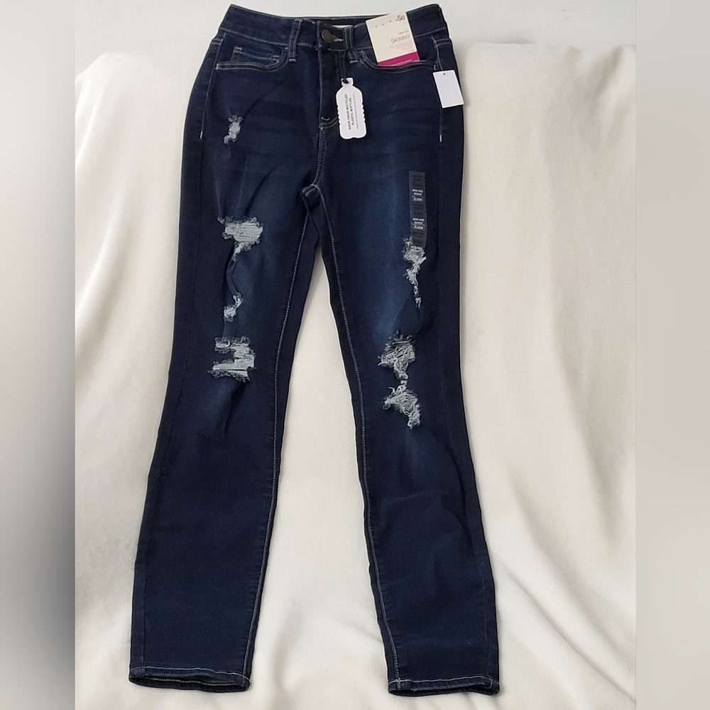 SO Junior Dark Blue Distressed Skinny Jeans